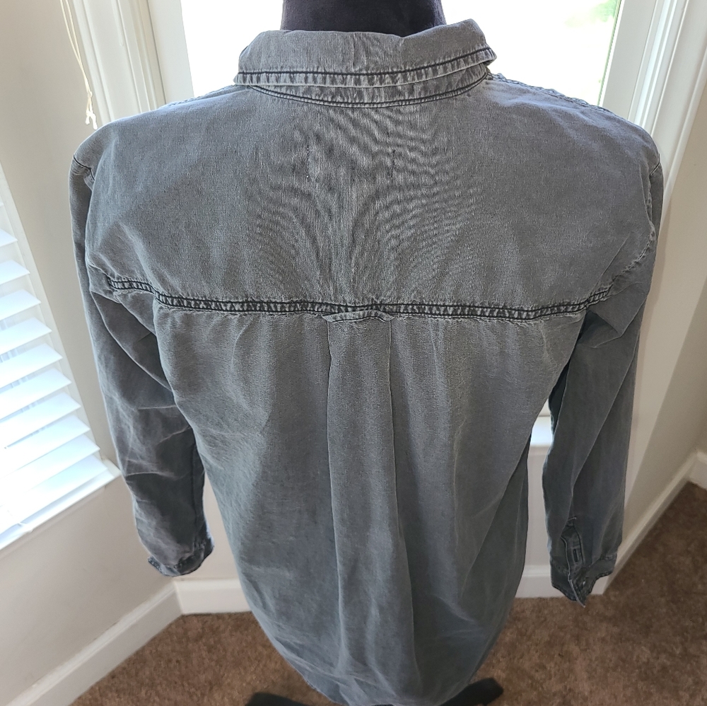 Pilcro & The Letterpress Juni Ruffled Denim Button-down Sz Small EUC - Picture 5 of 8